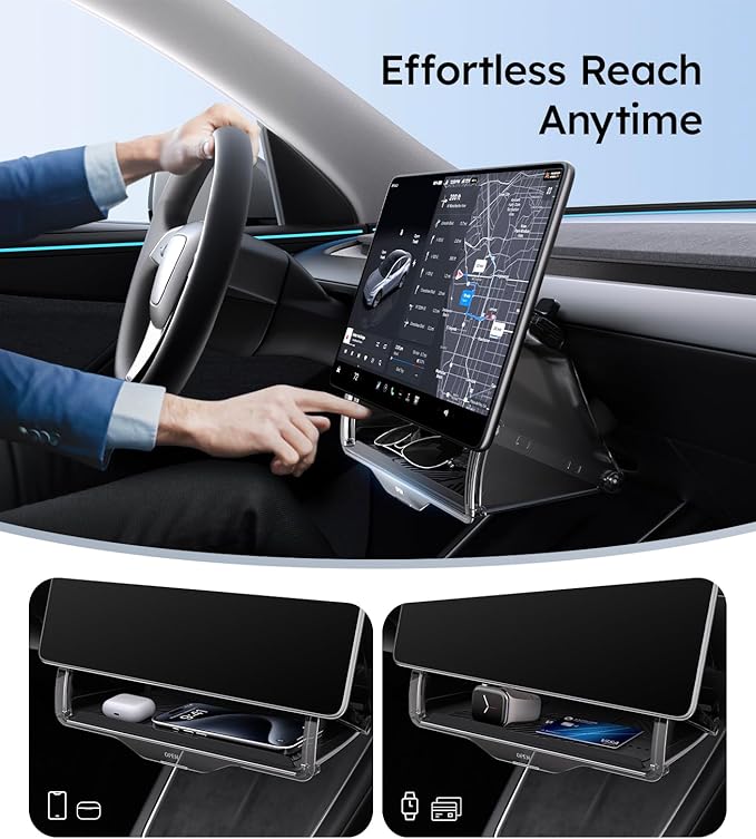 Wigoo Under Screen Organizer for Model Y 2019~2026, Including Model Y Juniper 2025~2026 (Standard, Premium & Performance), Concealed Center Console Organizer Tray, Quick & Stable Installation