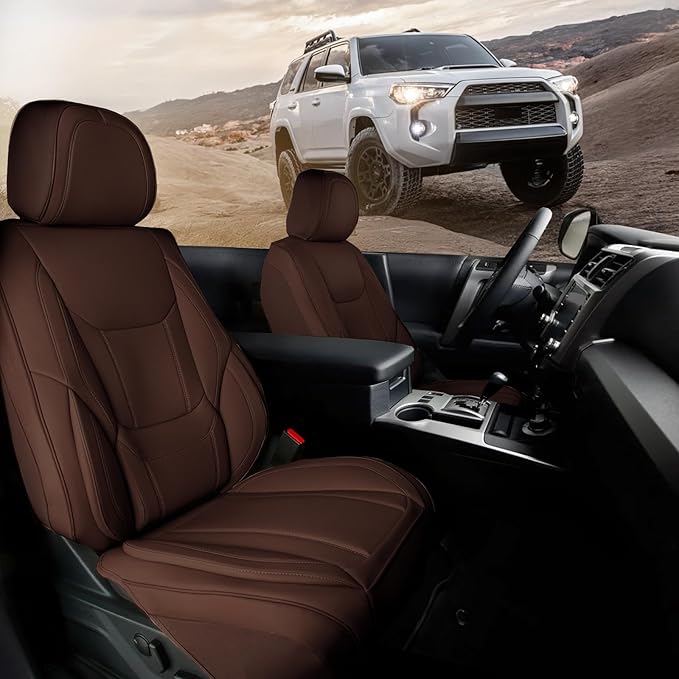 Coverland Custom Fit Car Seat Covers for SUV Compatible with [RAV4, CR‑V, Forester, Bolt EUV, IONIQ 5, HR‑V, Yukon] Premium Waterproof Non-Slip Interior Seat Protector [Front Dark Brown - Chart A27]