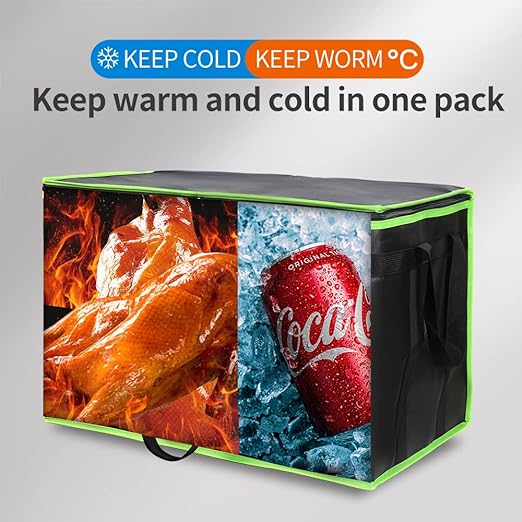 Bodaon 4-Pack Cooler Insulated Food Delivery Bag, Rideshare Delivery Bag, XXX-Large Thermal Bags for Catering/Hot Pizza, Travel/Camping/Picnic/Grocery Reusable Warmer Frozen, Black-Green Edge
