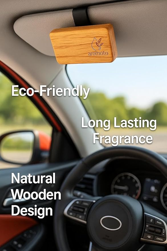 Wooden Car Air Freshener – Premium Natural Scents for Every Drive – Car Odor Eliminator (Orange)