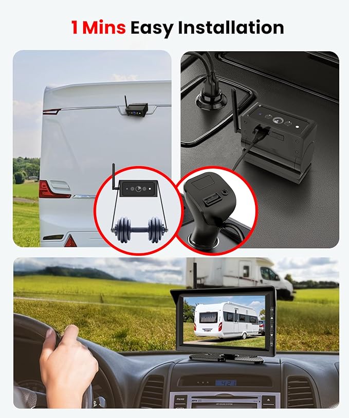 Foxpark Magnetic Wireless Backup Camera for RVs and Trailers No-Installation - 7" HD 1080P Monitor, Strong Magnetic Scratch-Proof Rear View Camera for Trucks, Campers, SUVs, and Cars