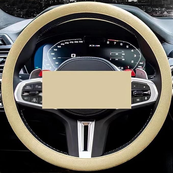 Silicone Steering Wheel Cover, Car Steering Wheel Cover, Anti-Slip Car Steering Wheel Protective Cover, Fit 12.6-16 Inch, for Car SUV Truck Van, for Women & Men (Beige)