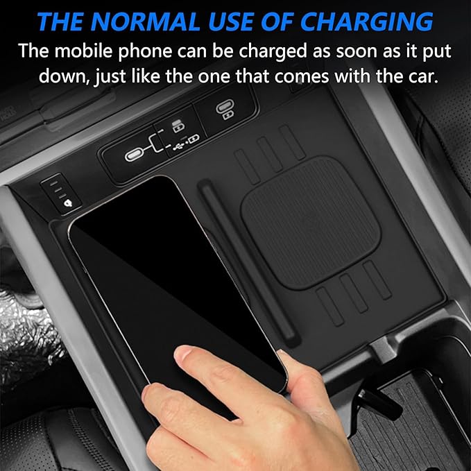 Center Console Wireless Charging Mat for Hyundai Santa Fe 2025, Console Charger Silicone Protective Non-Slip Pad Anti-Dust Liner Mat for Hyundai Santa Fe Calligraphy/SE/SEL/XRT/Limited