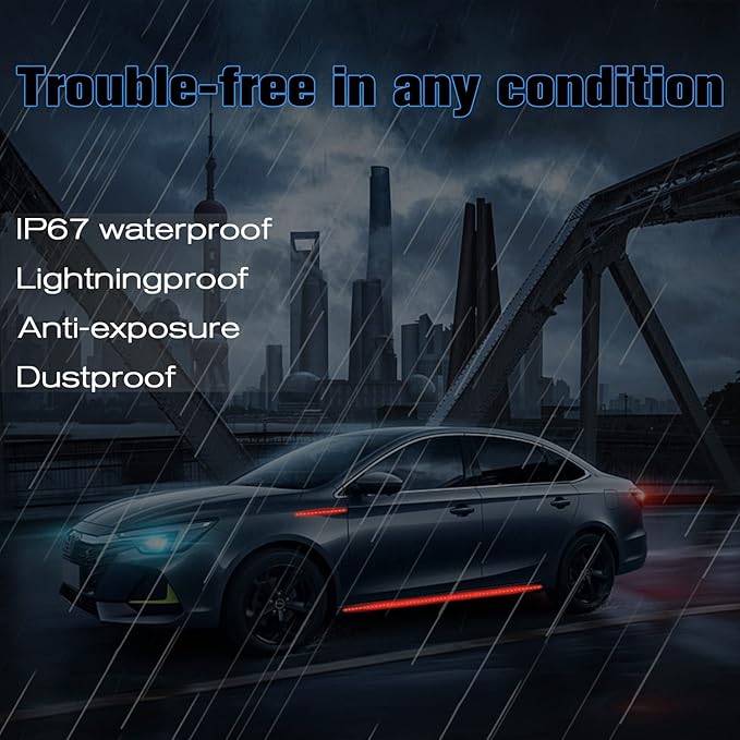 Red LED Strip Lights for Car BaishenglinMotor 12-Pack DC12V Waterproof 30CM/11.8"/1FT 5050 15-SMD LED Strip Underbody Light for Car Motorcycles Golf Cart Decoration Led Interior Exterior Strip Lights