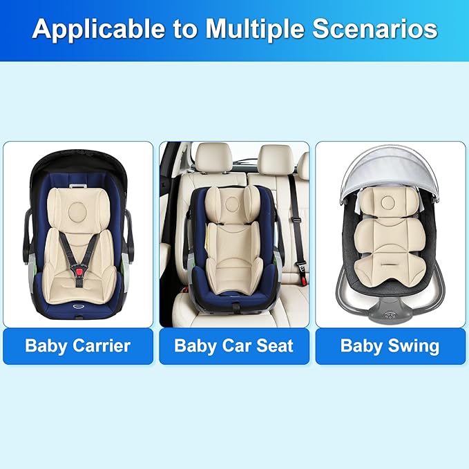 Infant Car Seat Insert – Breathable Head Support for Newborn to Toddler 0-3 Years, Soft Non-Sticky Baby Car Seat Cushion, Universal Carseat Insert Support for Stroller, Swing & Carrier