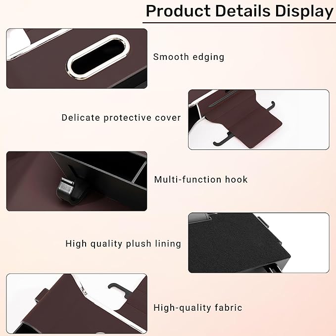 2025 New Back Seat Car Organizer, Multifunctional Seat Back Storage Box, Universal Car Tissue Holder, Five-in-one Multifunctional Storage Box (Brown)