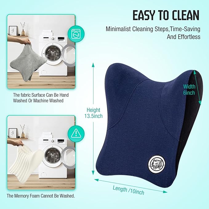 Car Neck Pillow for Driving Seat, Soft Memory Foam Headrest Pillow with Adjustable Strap and Removable Cover, Ergonomic Neck Support for Car, Office Chair, Gaming Chair – Green
