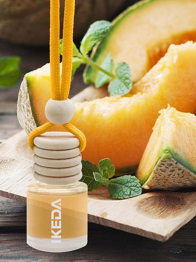 Ikeda Car Air Freshener: Hanging Car Smell Air Freshener | 10ml Hanging Car Perfume | Long Lasting Fragrance | Strong Scents Diffuser for Auto Home (Hami-melon|Circular)