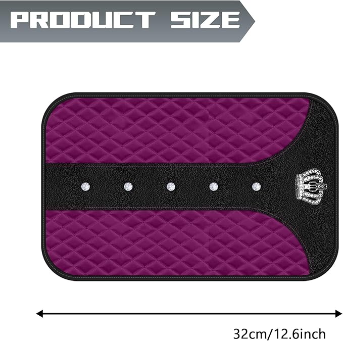 Purple Bling Car Console Cover Hot Purple Arm Rest Center Console Cushion Pad, Universal Anti-Slip Leather Armrest Box Decor Protector Crystal Sparkling Rhinestone Car Accessories(Purple)