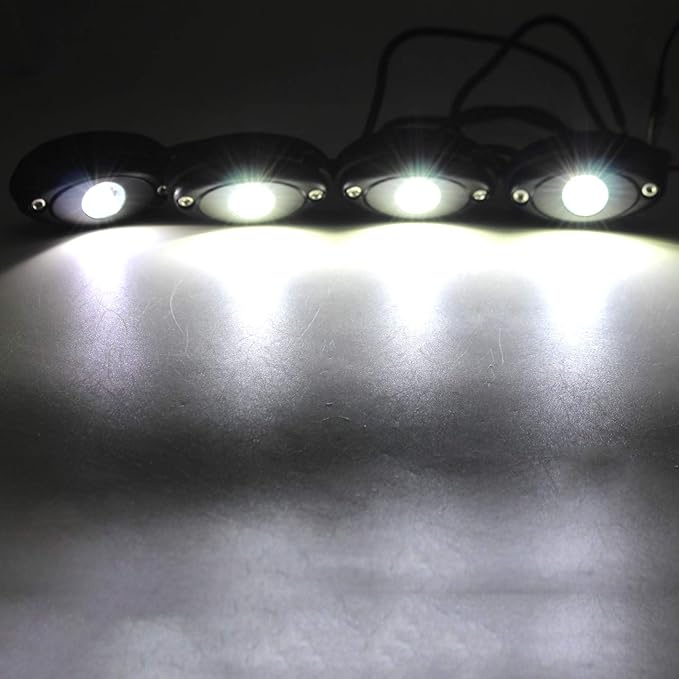 6 Pods LED Rock Lights for Jeep ATV UTV SUV Off Road Wheeler Truck Boat Underbody Glow Trail Rig Lighting Lamp Underglow LED Neon Lights Bright Reverse Waterproof 12V-24V - White