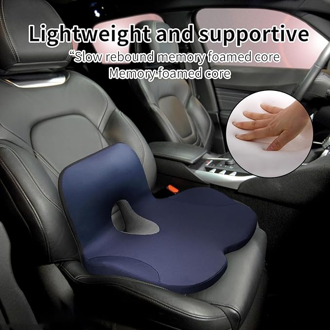 Chair Cushion - Car Seat Cushion with Back Support Pillow for Ergonomic Comfort, Non Slip with Memory Foam Relief, Lumbar Support Pad for Hips Women Men Office Travel Driving Home Car Use