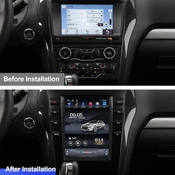 2+64G Android 14 Double Din Car Stereo for Ford Explorer 2011-2019 with 10.4 Inch Touchscreen Radio Built-in Wireless Carplay/Android Auto/GPS/Bluetooth/FM/AUX-in/Steering Wheel Controls/Backup Camera