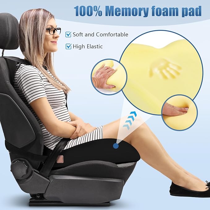 Car Seat Cushion for Truck and Car Drivers - Prevents Bedsores & Relieves Long-Drive Pain, Therapeutic Support for Sciatica, Hemorrhoids, Tailbone and Prostate, Enhanced View with Anti-Slip Base