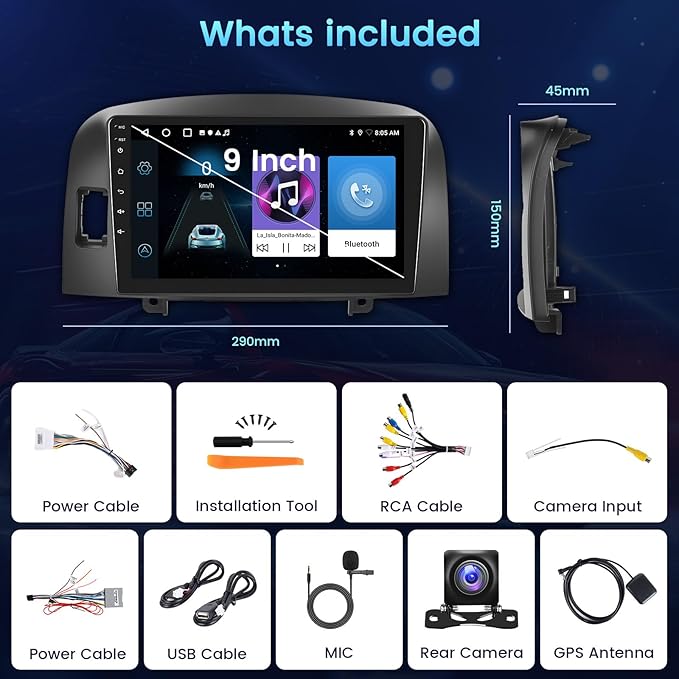 2+64GB Android 15 Car Radio for Hyundai Sonata 2004-2008 Wireless Carplay Android Auto, 9" Touch Screen Car Stereo GPS Navi, WiFi, Bluetooth, Backup Camera, FM RDS Radio, EQ DSP, SWC