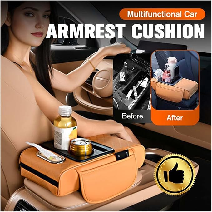 Car Armrest Box Thicken Height Pad Arm Rest Cushion Memory Cotton Elbow Universal Auto Interior Storage Tissue Organizer(Black Red)