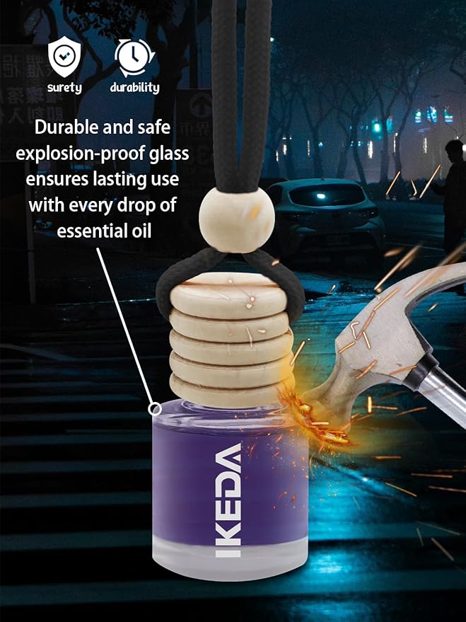 Ikeda Car Air Freshener: Hanging Car Smell Air Freshener | 10ml Hanging Car Perfume | Long Lasting Fragrance | Strong Scents Diffuser for Auto Home (Black ice|Circular)