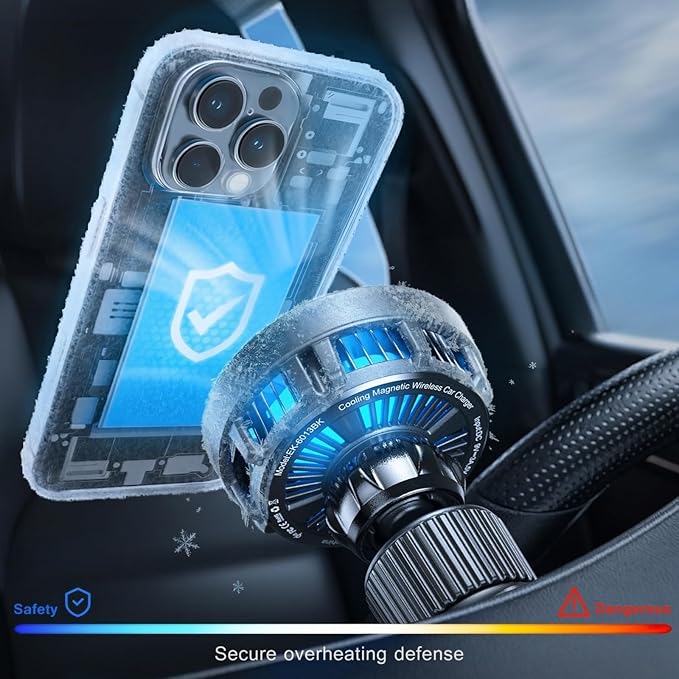Esoulk [2026 Upgraded] Qi2 25W Fast Wireless Car Charger with Active Cooling Fan for Heat Protection, MagSafe Compatible Magnetic Air Vent Mount with Locking Clip, Phone Holder for iPhone & Android