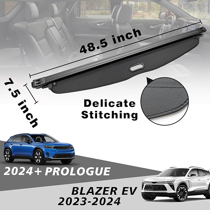 BestEvMod Retractable Trunk Cargo Cover Compatible with Chevy Blazer EV 2026 2025 2024 2023/ Honda Prologue Accessories Interior Accessories, Black Rear Trunk Cargo Shield Privacy Cover