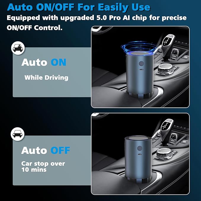 Smart Car Air Freshener, Car Air Freshener Diffuser with 100ml Perfume, Auto On/Off Intelligent, Rechargeable Aroma Diffuser,Auto Two Spray Modes, Ocean Scent, Light Fragrance Type