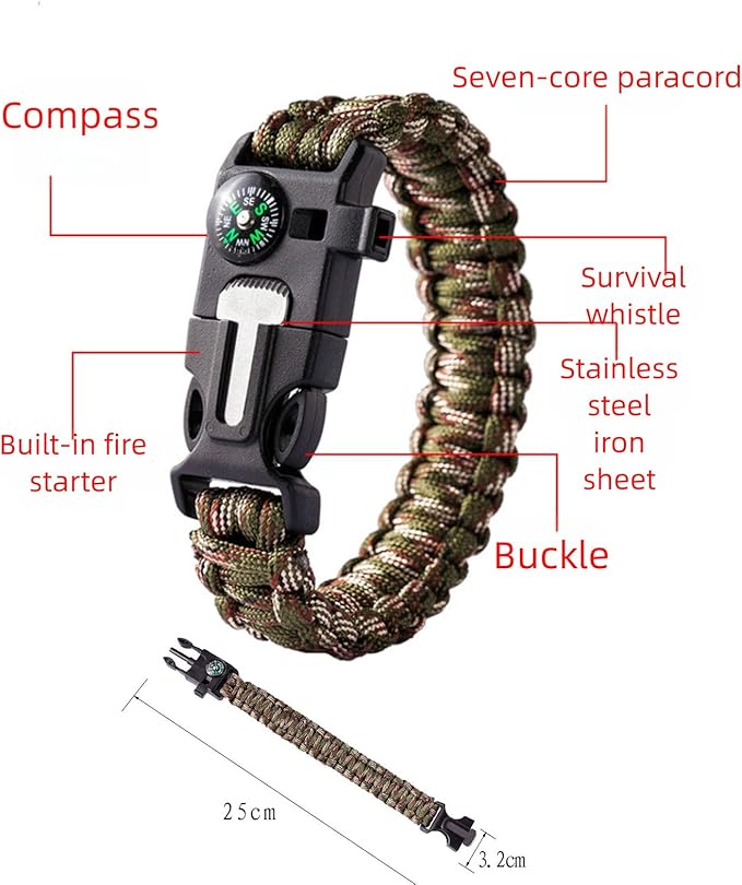 Outdoor Camping Tool kit-6-piece Set，2 Survival KitEmergency Thermal Blankets, Sleeping Bag, Paracord Bracelet, Wire Saw, Whistle for 2 Outdoor Survival Gear, Hiking, Camping, Car Emergency