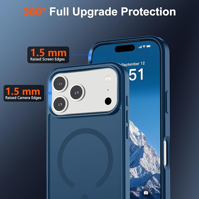 SUPFINE Magnetic for iPhone 17 Pro Max Case (Compatible with MagSafe)(Military Grade Drop Protection) Translucent Matte Shockproof with Anti-Fingerprint Phone Cover 2025,Deep Blue