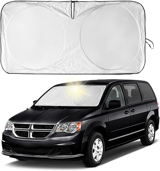 for Dodge Caravan 2006-2024 Front Windshield Sun Shade Sunshade-for Dodge Promaster 2014-2023 Windshield Cover, for Grand Caravan 2022 Reflective Protector Sun Visor Car Accessories(63" X 39.4")