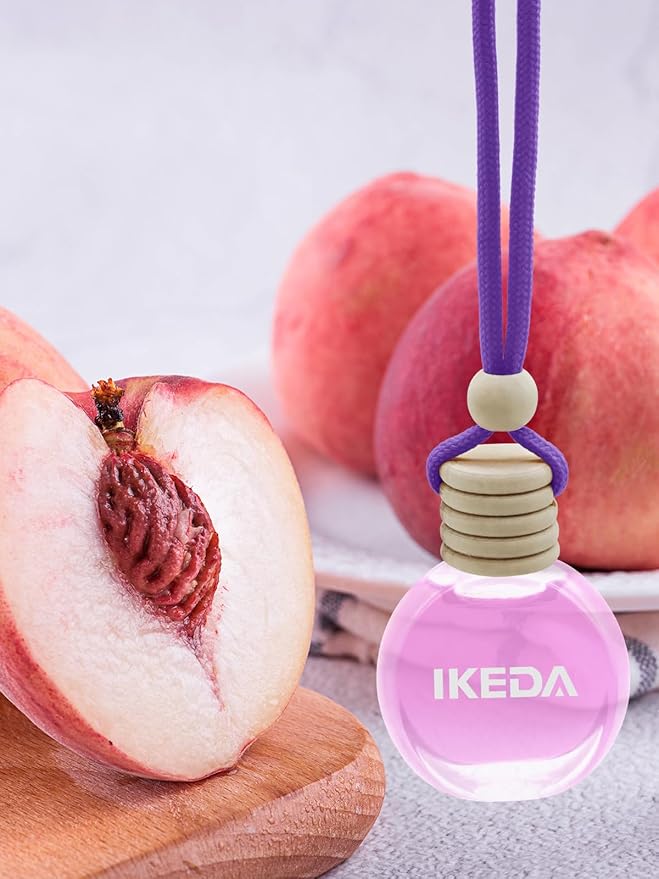 Ikeda Car Air Freshener: Hanging Car Smell Air Freshener | 10ml Hanging Car Perfume | Long Lasting Fragrance | Strong Scents Diffuser for Auto Home (Peach)