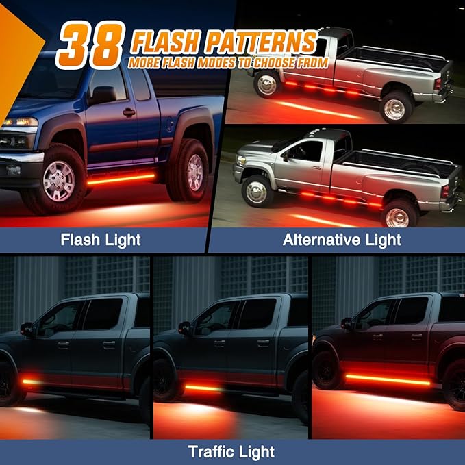 Nilight 2PCS 70 Inch Emergency Strobe Light Strip with Controller 864 LED Red Running Board Lights Flexible Side Flashing Warning Caution Safety Waterproof for Truck Construction Pickup
