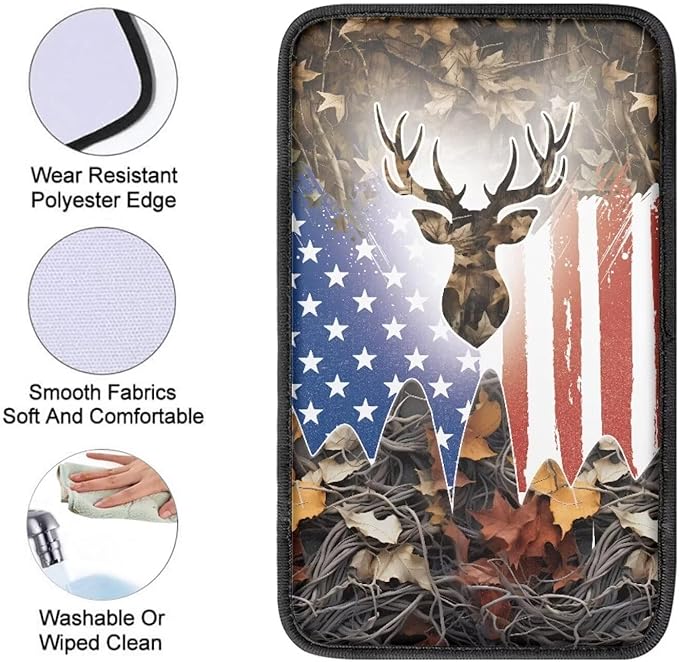 American Elk Vehicle Armrest Covers Armrest Seat Box Cover Protector Middle Storage Organizer Pad Aesthetic Interior Decor