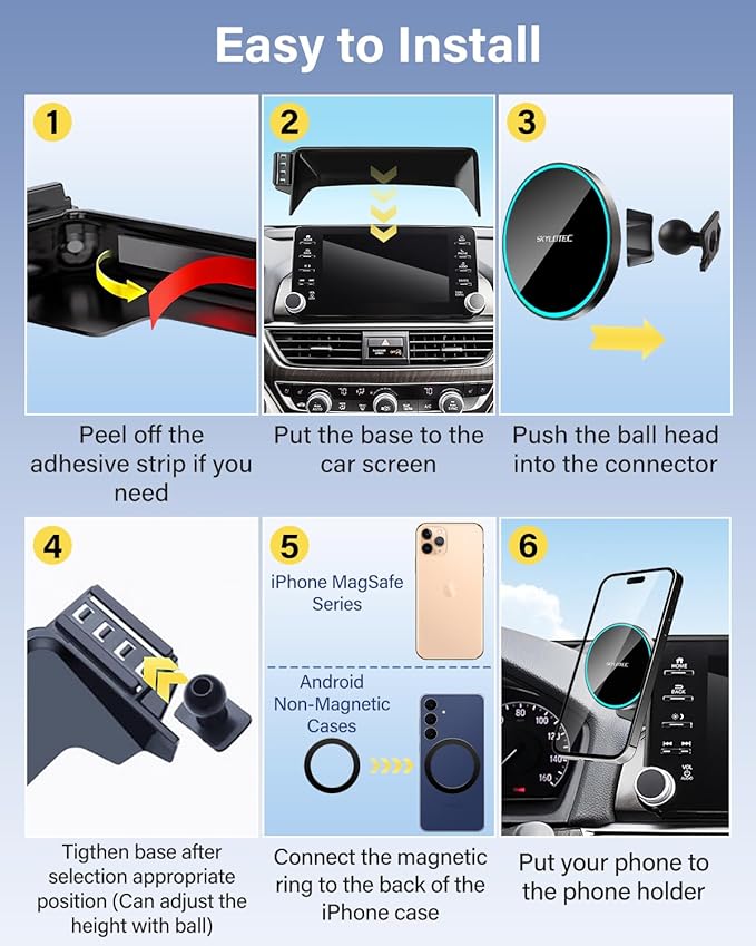 Phone Mount for Honda CR-V CRV 2023-2026/HR-V HRV 2023-2026/Pilot 2023-2026 Accessories 7/9-Inch Screen Screen, Magnets CR V Phone Holder for MagSafe, Wireless Charger Magnetic Bracket for Cell Phones
