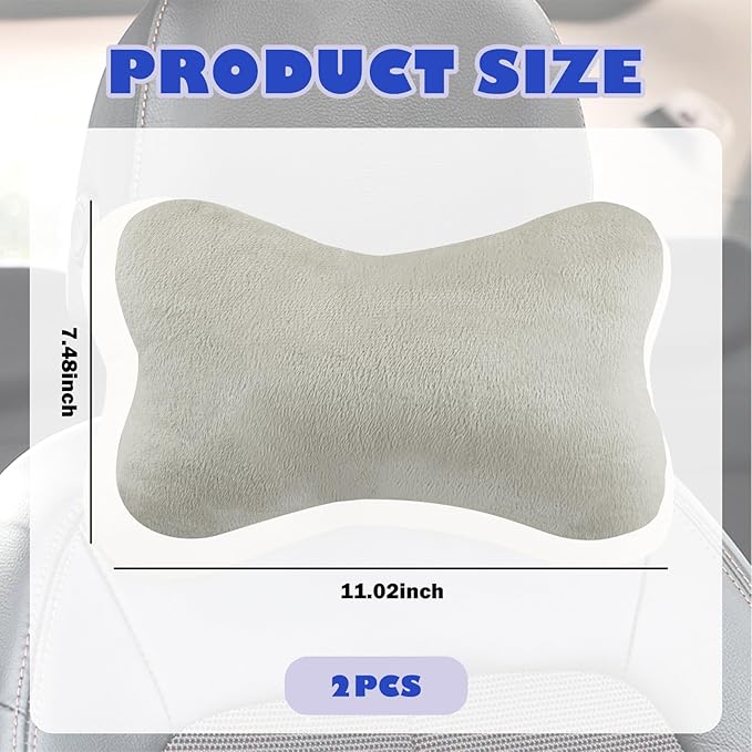 2PCS Car Headrest Pillow,Soft & Comfortable Car Neck Pillow for Driving Fatigue Relieve,All-Season Universal Cars Head Rest Pillows Automotive Interlor Accessorles for Cars (Gray/2PCS)