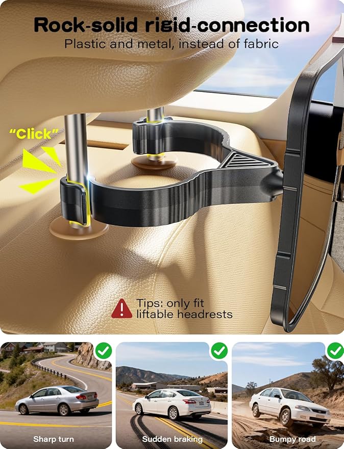 TAZENI Baby Car Mirror Hook Design Ultra Stable Car Seat Mirror for Baby Rear Facing Secure and Shatterproof CarSeat Mirrors 360° Clear View Newborn Essential Accessories