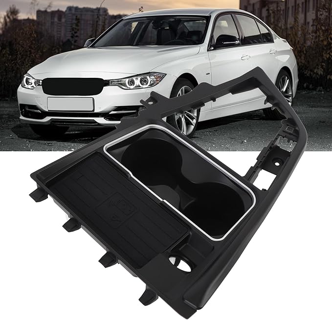 15W Car Wireless Charger Center Console Fast Charge Pad Fit for 3 Series F30 F31 F35 2013 to 2019 Cup Holder Phone Tray Rugged ABS Charging Dock Replacement Interior Accessory