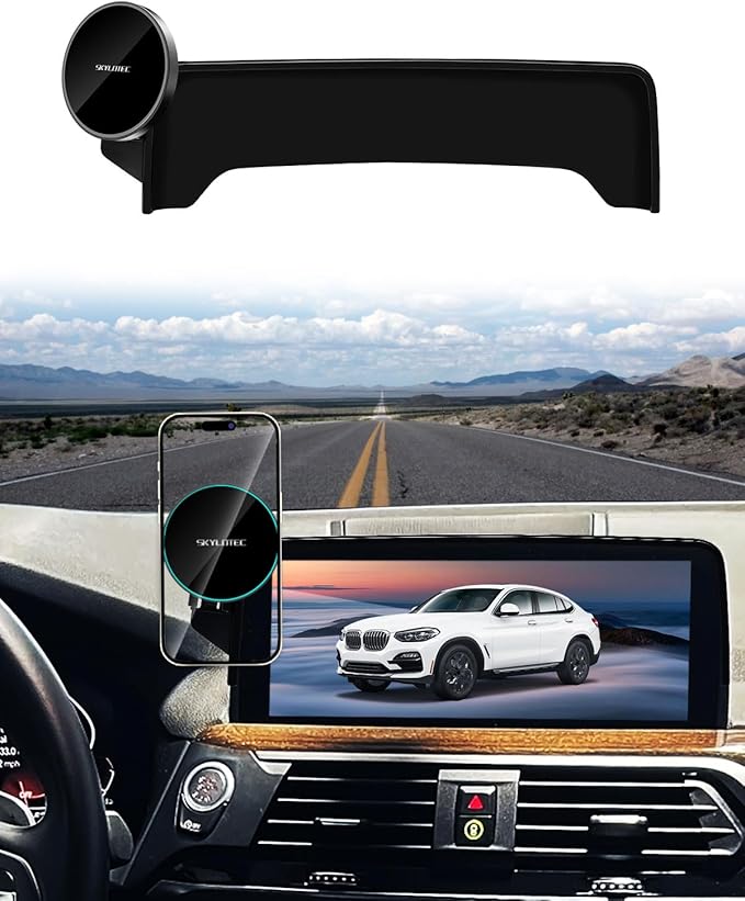 SKYLOTEC Phone Holder for BMW X3 2018-2021/X4 2019-2021 Accessories 10.3/10.25-Inch Screen Fixed Clip, Car Magnetic Phone Mount Compatible with MagSafe, Magnets Fast Wireless Charger Phone Base