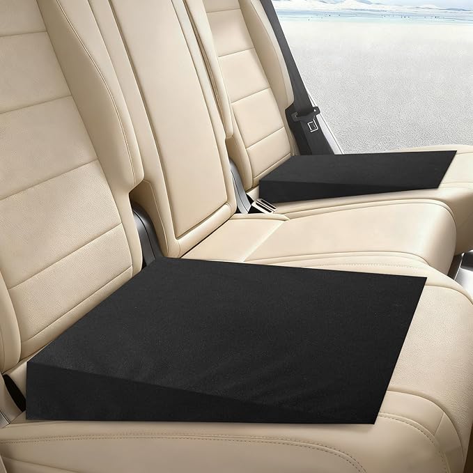 vvag 2PCS Auto Seat Wedge Leveling Cushion,Comfortable Ergonomic Wedge Car Seat Cushion,Heightening Seat Foam Pad Booster, Angled Design RearSeat Leveling Pad Office Chairs Cushion for Pain Relief