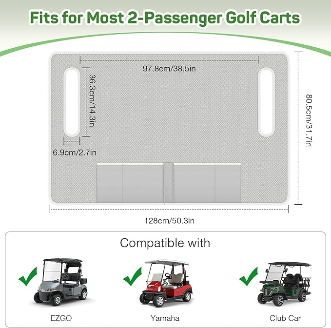 MoKo Golf Cart Seat Covers, Universal Golf Cart Seat Towel Blanket for EZGO,Yamaha,Club Car and More 2-Seat Carts with 4 Front Pockets, Universal Golf Accessories, Non-Slip Easy to Clean, Gray
