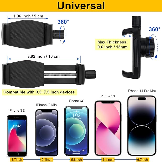 Mippko Magnetic Phone Holder,Heavy Duty Phone Mount for Truck/Tractor/Forklift/Boat/Motor Vehicles,Fit 3.5~7.5" iPhone/Nexus/Smartphone,360°Adjustable Arm 3.46" Magnetic Base