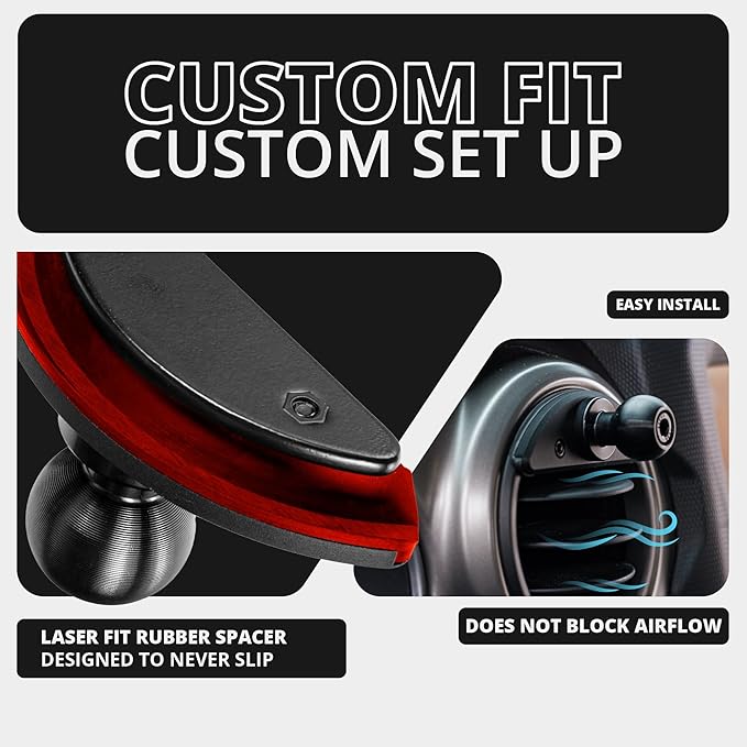Tackform Link Vent Mount Magnetic Wireless Charging Phone Holder - Compatible with MagSafe, 2018-2023 Jeep Wrangler JL, 4XE, and Gladiator JT | CNC Billet Aluminum Bracket, Zero Slip | Short Reach
