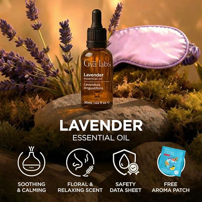 100% Pure Lavender Essential Oil - 1.02 Fl Oz - Lavender Oil for Hair, Skin, Diffuser, Aromatherapy & DIY Candle Making Scent