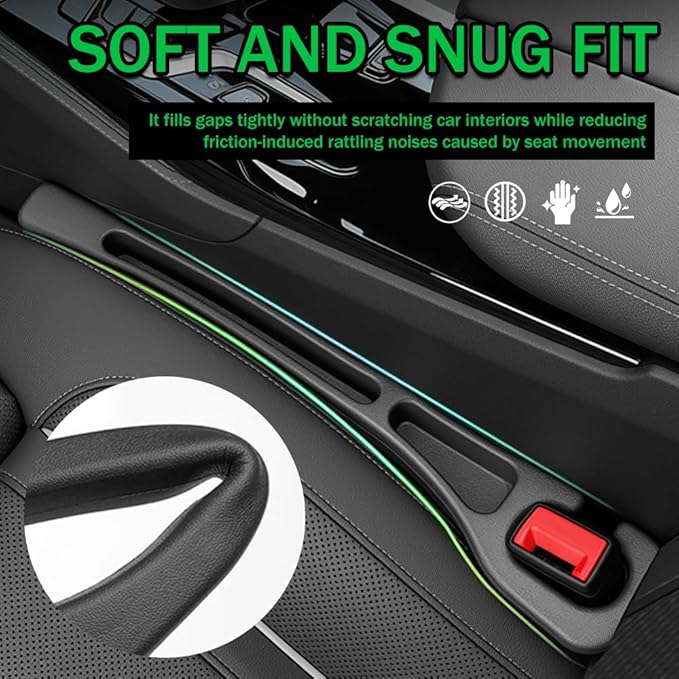 2PCS Car Seat Gap Filler Organizer,2026 Upgraded Car Seat Gap Plug with Storage Slot,Plug & Play in Between Cars Seats Catcher Cars Accessories to Stop Items Falling Between Seats