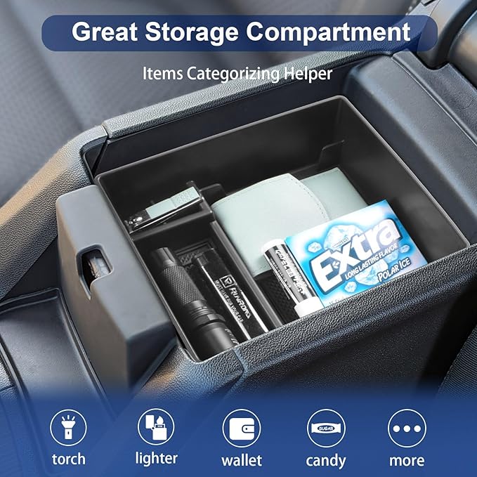 RUNROAD Center Console Organizer Compatible with GMC Acadia 2017-2023 Accessories, Insert Armrest Storage Tray Console Organizer Secondary Storage Box, Black