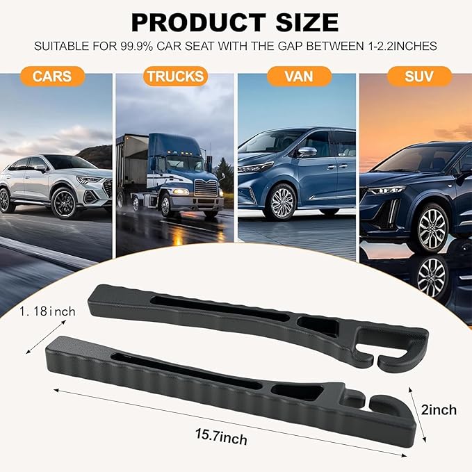 YANTING Car Seat Gap Filler 2 Pack - No Drop Seat Guard, Universal Car Seat Gap Plug with Storage Slot, Durable Non-Slip Material, Anti-Drop Gap Filler for Cars, Trucks & SUV (Beige)