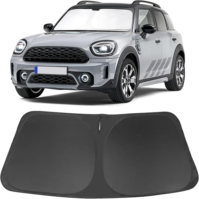 Windshield Sun Shade Custom Fit for 2017-2024 2025 2026 Mini Countryman Cooper F60 SUV Accessories Foldable Sunshade Sun Blocker Protect Car from Sun Rays & Heat Damage Keep Car Cooler