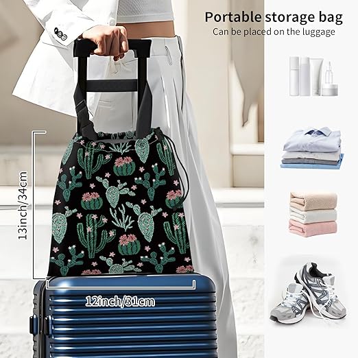 Car Trash Bag Large Hanging Can for Back of Seat, Cute Waterproof Car Garbage Bag for Vehicle, Travelling, Outdoor Cute Green Cactus