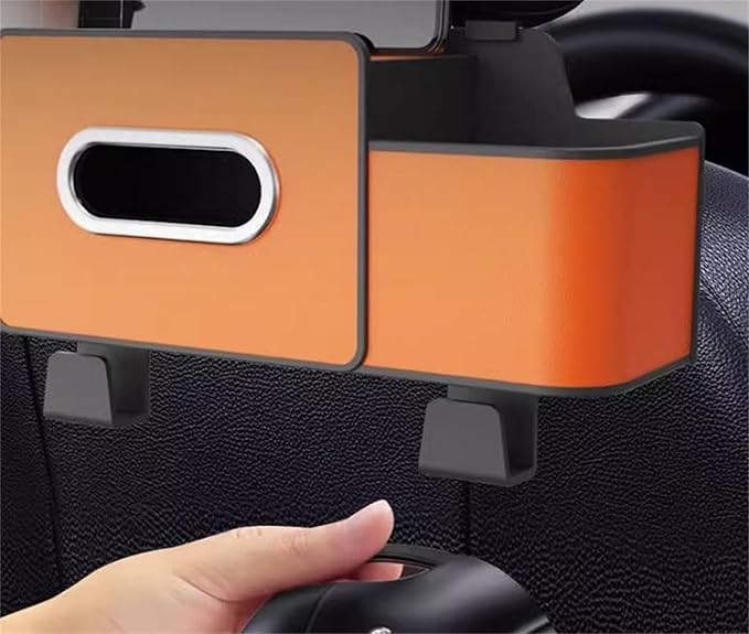 Car Organizers and Storage Box Behind Seat, Car Organizer Back of Seat, 4 in 1 Multifunctional Cars Organizer, For Snacks, Drinks, Bag Hook, Keep Tidy & Organized (Brown)