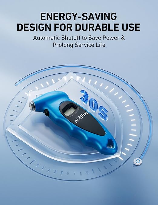AstroAI Digital Tire Pressure Gauge 0-150PSI Calibrated to ANSI B40.7 +/-1PSI, Accurate in 0.1 Increments, Tire Repair Tools 4 Pressure Measurements for Car Truck with Backlight LCD, Blue