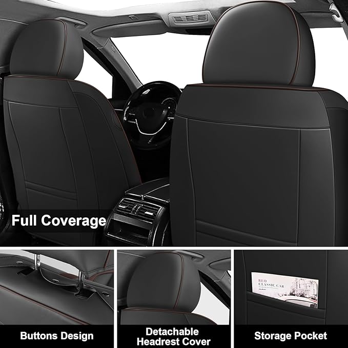 Fit for 98% of Mercedes Benz Car Seat Covers, Premium Nappa Leather Seat Cover, Fully Wrapped Protect Modern Style Seat Cover (5-Seat Standard, Black & Coffee)