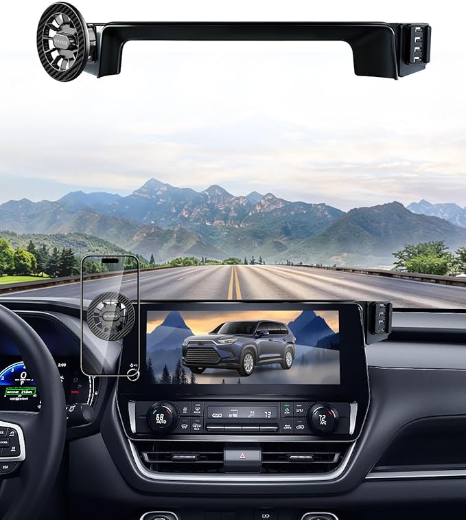 Magnetic Phone Mount for Toyota Grand Highlander/Grand Highlander Hybrid 2024-2026 Accessories 12.3-inch Screen Fixed Clip, Automobile Cradles Magnets Cell Phone Holder Compatible with MagSafe