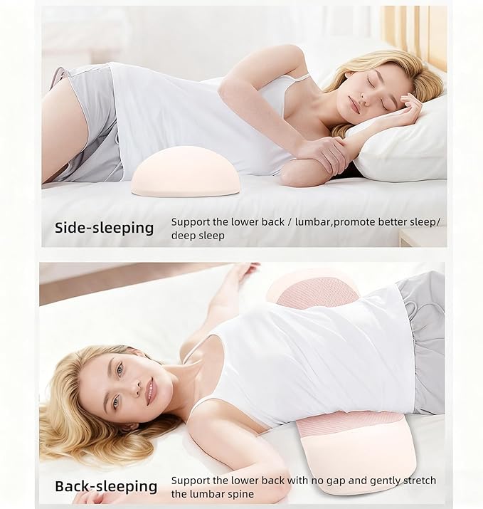 Lumbar Support Pillow for Sleeping,Premium Memory Foam Lower Back Pain Relief Bed Rest Support Pillows for Car Bed,Couch,Waist Support Care Cushion,Sleep Lumbar Pillow (Light Pink)
