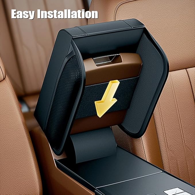 Shkalacar Car Armrest Box Pad, Car Center Console Leather and Memory Foam Heighten Cover, Car Accessories Interior Universal Arm Rest Cushion Pads for Most Automotive SUV Truck